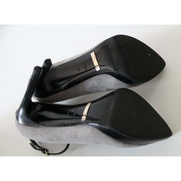 Burberry Ankle Strap Pointed Toe Suede Pumps Storm Grey Size 37 - Picture 7 of 9